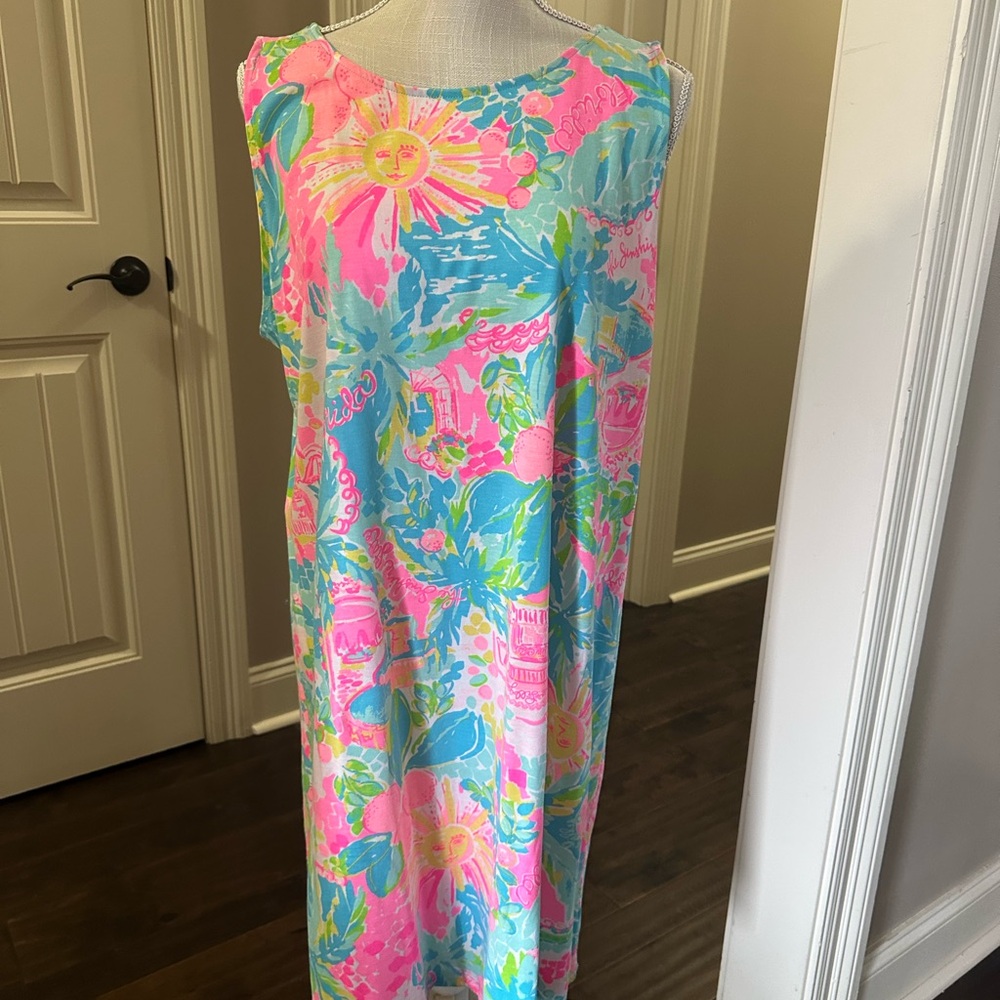 Lilly Pulitzer Pink and Blue Asymmetrical Sundress